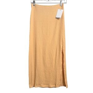 SOMETHING NEW Women's Size S Snada Calf Skirt in‎ Apricot Sherbert NWT Pull On